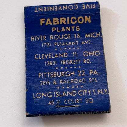Fabricon Products Inc of Pennsylvania Vintage Matchbook Cover TB8-MB3-9