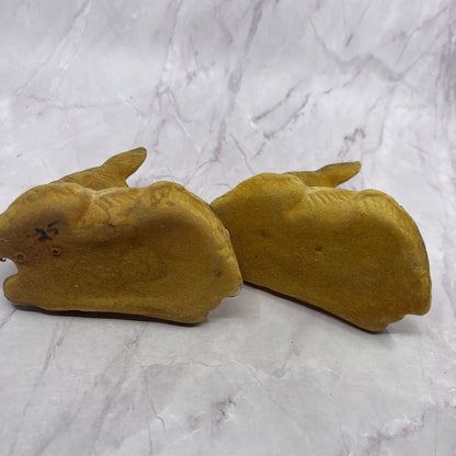 Vintage Felt Velvet Celluloid Toy Flocked Deer 5 x 5 Set of 2 TC5