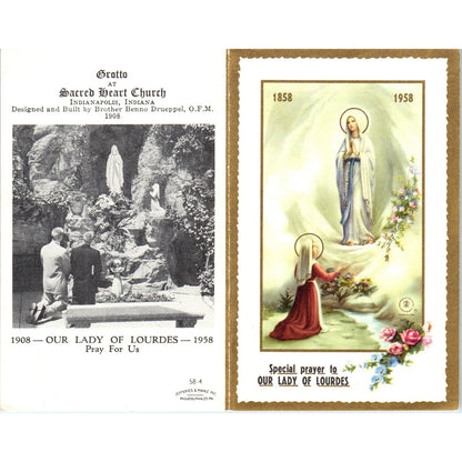 Special Prayer to Our Lady of Lourdes Vintage Catholic Prayer Leaflet TH2-PC2