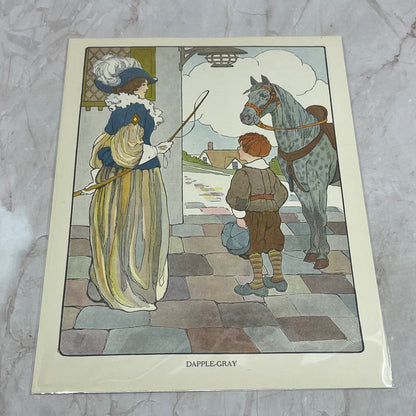 Dapple Gray Mother Goose Nursery Rhyme Vintage Print Blanche Fisher Wright FL6-9