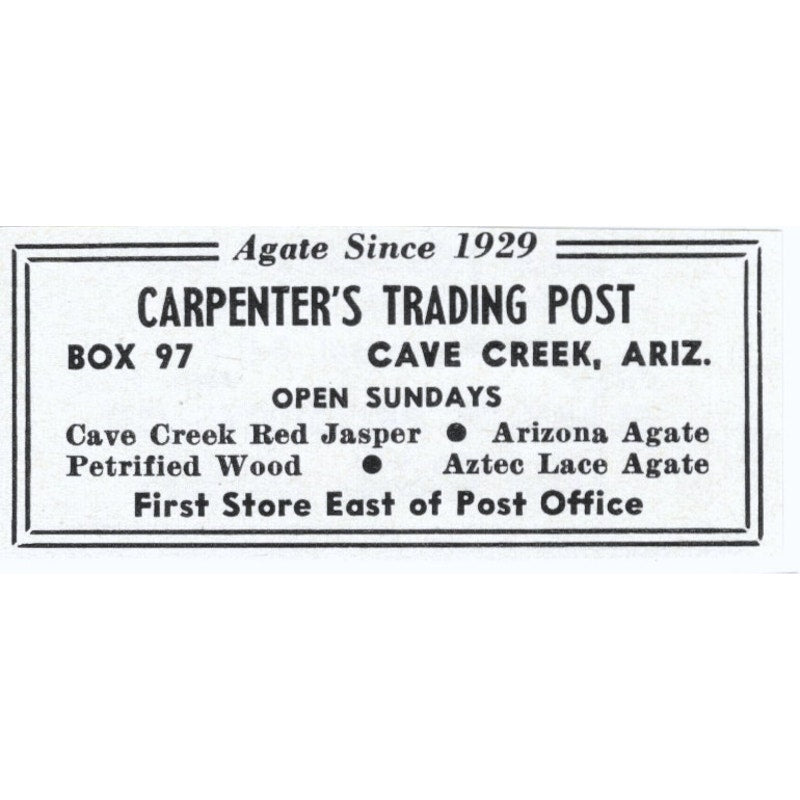 Carpenter's Trading Post Lapidary Cave Creek Arizona 1964 Magazine Ad AB6-S5