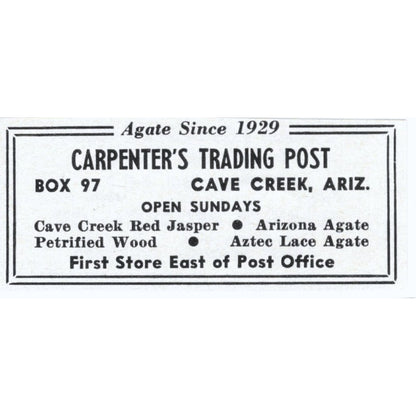 Carpenter's Trading Post Lapidary Cave Creek Arizona 1964 Magazine Ad AB6-S5