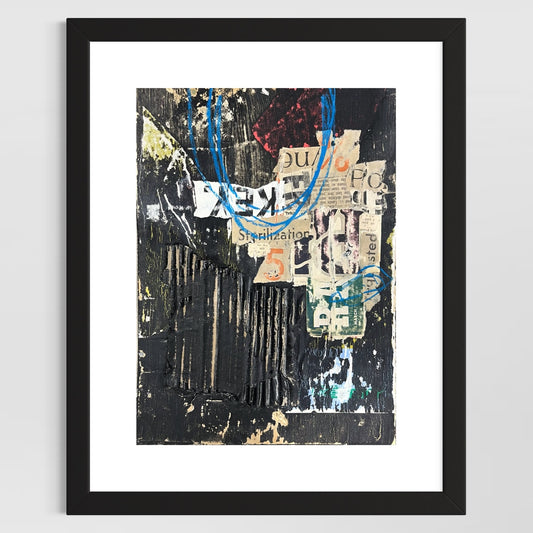 Original Grunge Minimalist Modern Art Collage Painting 8.5x11 "Homiliary" Signed