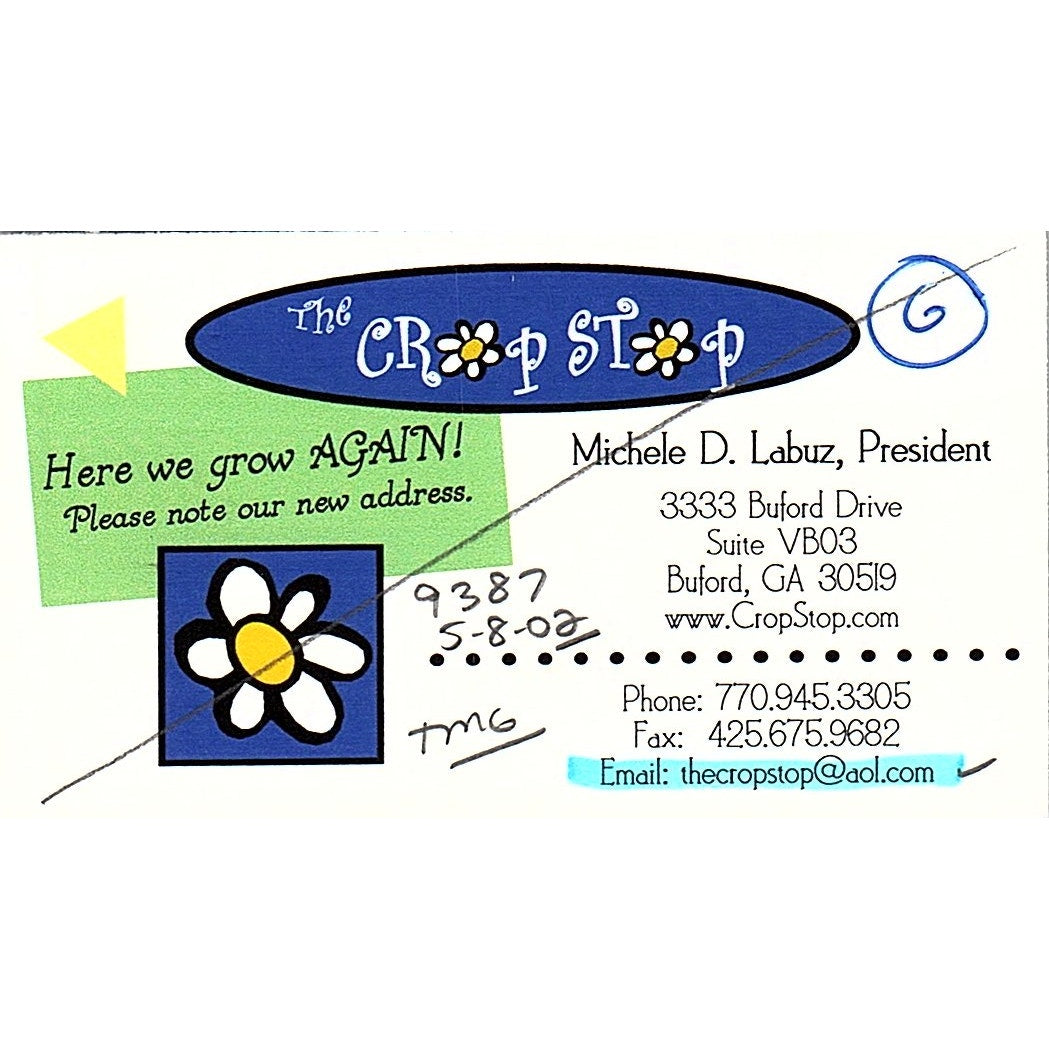 Michele D Labuz The Crop Stop Buford GA Vintage Business Card SC9-B11