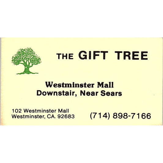 The Gift Tree  Westminster California Vintage Business Card SB4-B10