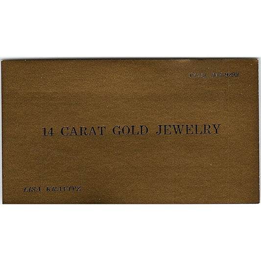 14 Carat Gold Jewelry  Liza Kravitz Vintage Business Card SB4-B10