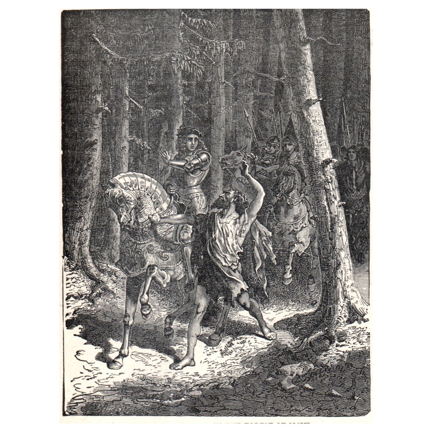Young Charles VI in the Forest of Mans 1911 Engraving Print AF5-7