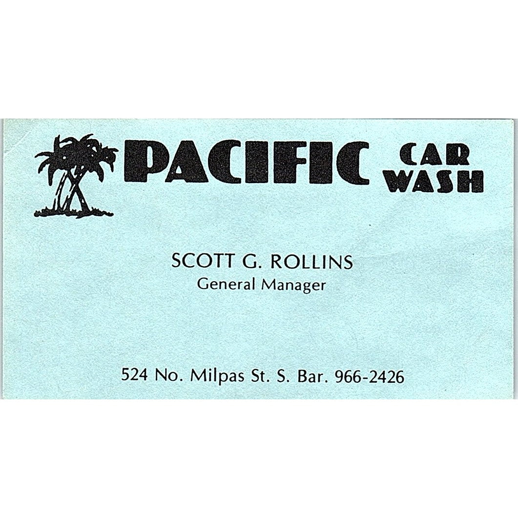 Scott G Rollis Pacific Car Wash Santa Barbara CA Vintage Business Card SE3-B14