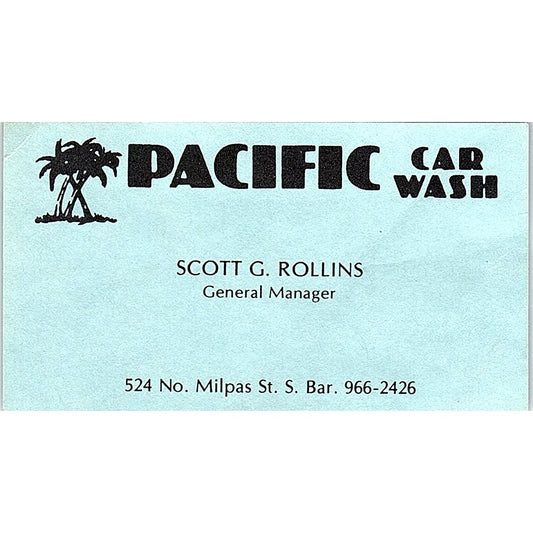 Scott G Rollis Pacific Car Wash Santa Barbara CA Vintage Business Card SE3-B14