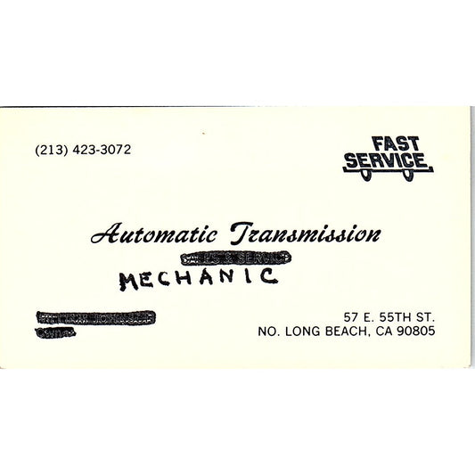 Automatic Transmission Mechanic William Johnson Long Beach Business Card SE3-B13