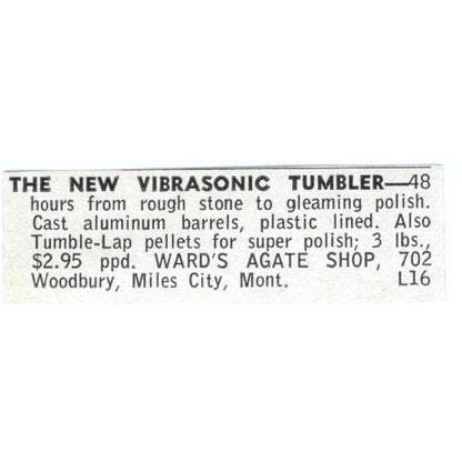 Ward's Agate Shop Vibrasonic Tumbler Miles City MT 1964 Magazine Ad AB6-LJS6