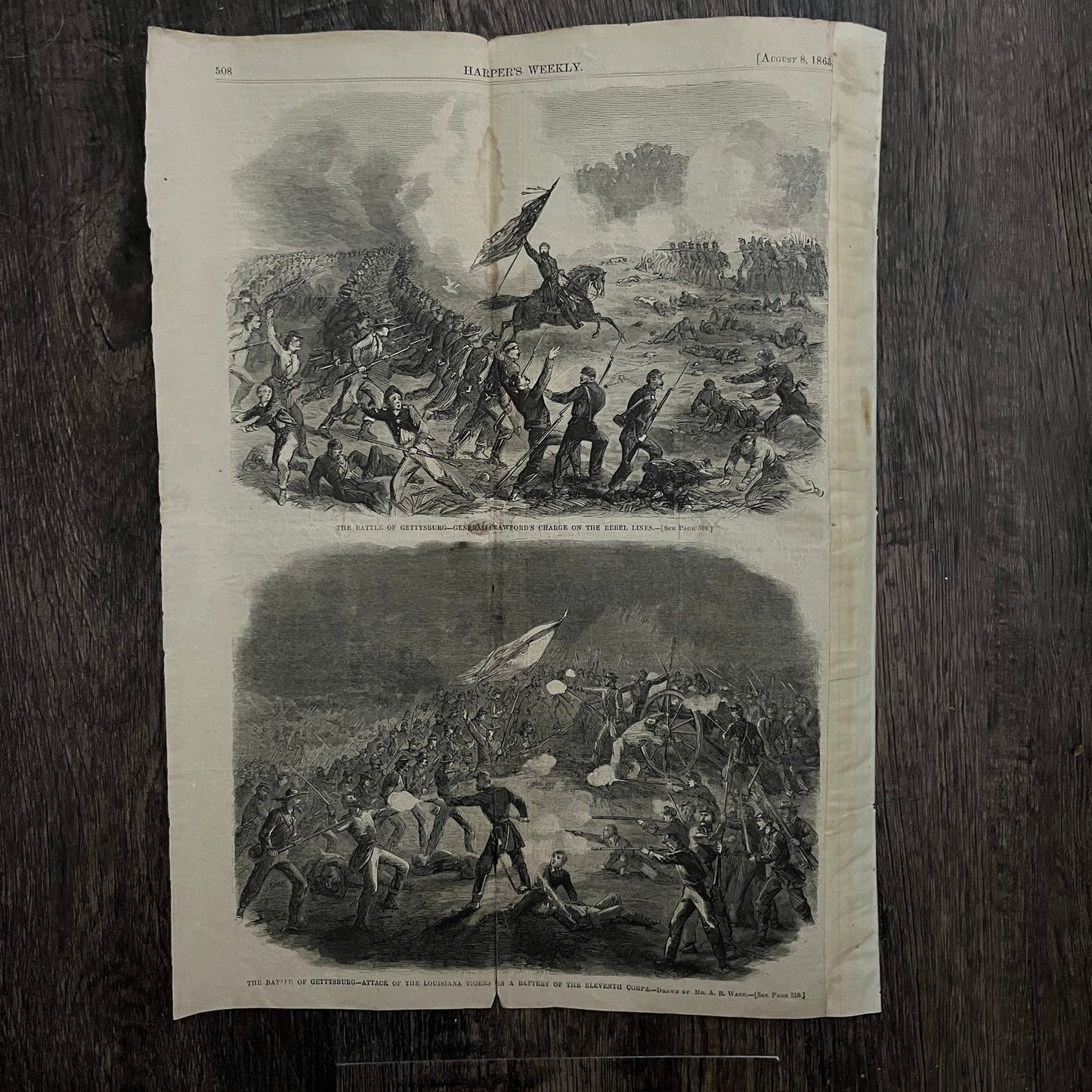 Battle of Gettysburg Louisiana Tigers Original 1863 Civil War Engraving C11