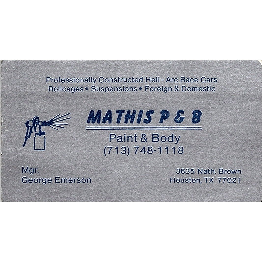 George Emerson Mathis P&B Houston Vintage Business Card SE3-B14