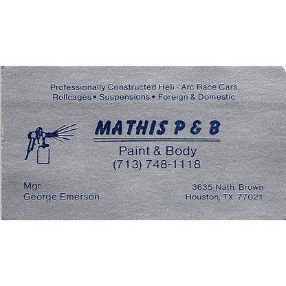 George Emerson Mathis P&B Houston Vintage Business Card SE3-B14