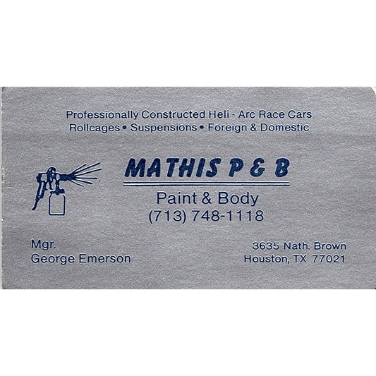 George Emerson Mathis P&B Houston Vintage Business Card SE3-B14