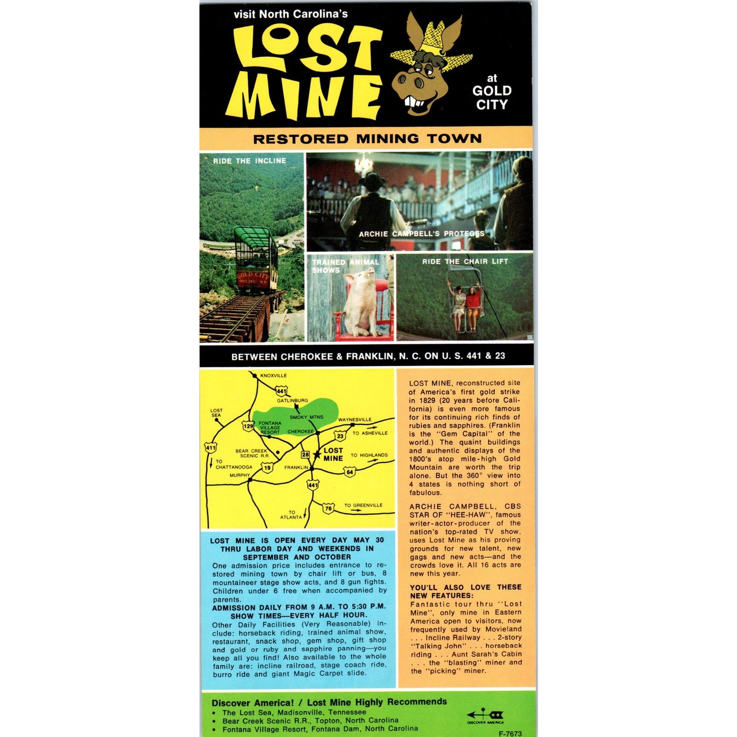 1980s North Carolina Lost Mine at Gold City Cherokee Franklin NC Leaflet TF4-BC