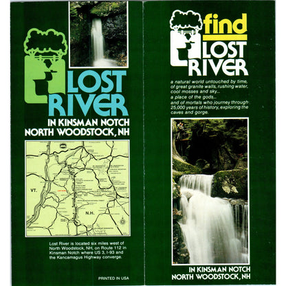 Vtg Lost River Kinsman Notch North Woodstock NH Fold Out Travel Brochure TF4-B1