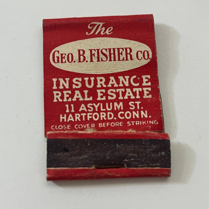 Geo. B. Fisher Co Real Estate Hartford CT Vintage Matchbook Cover TB8-MB-8