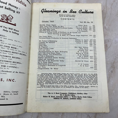 1957 Oct Gleanings in Bee Culture Beekeeping Magazine A.I. Root Co Medina OH TD5