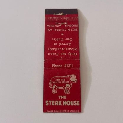 The Steak House 3821 N Central Ave Phoenix AZ Vintage Matchbook TB6-MB2-9