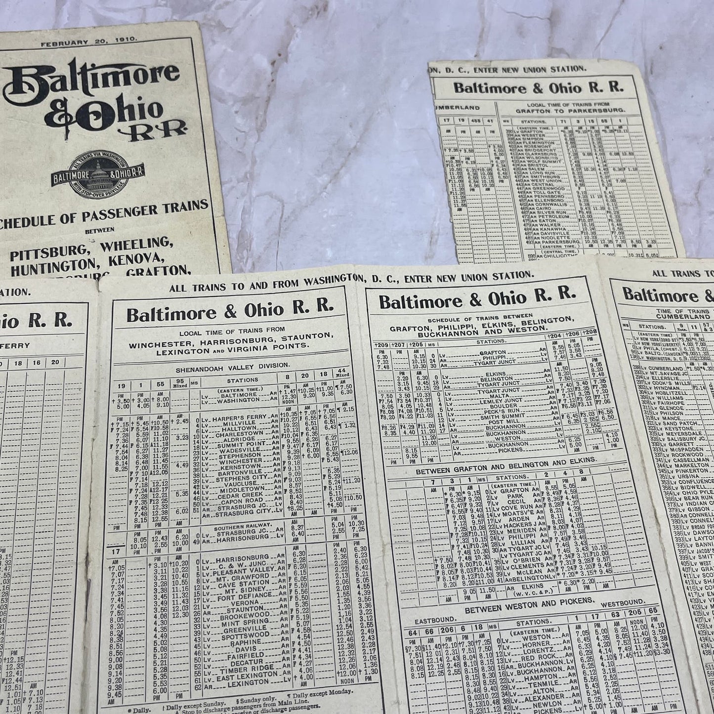 Baltimore & Ohio Railroad 1910 Timetable Feb Pittsburg Wheeling Kenova TI8-S5