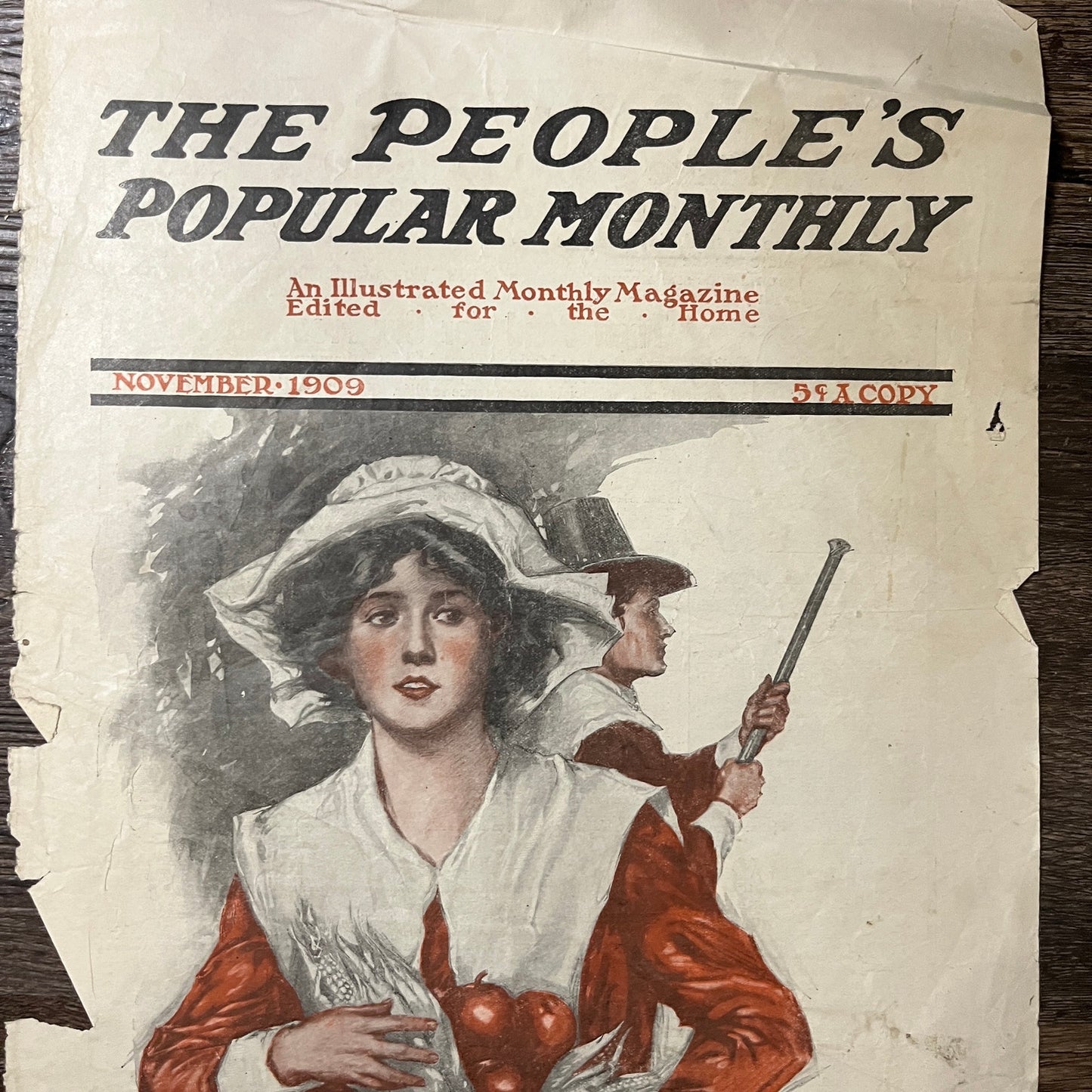 1909 Nov The People's Popular Monthly COVER Pilgrims Thanksgiving 10x14 V10