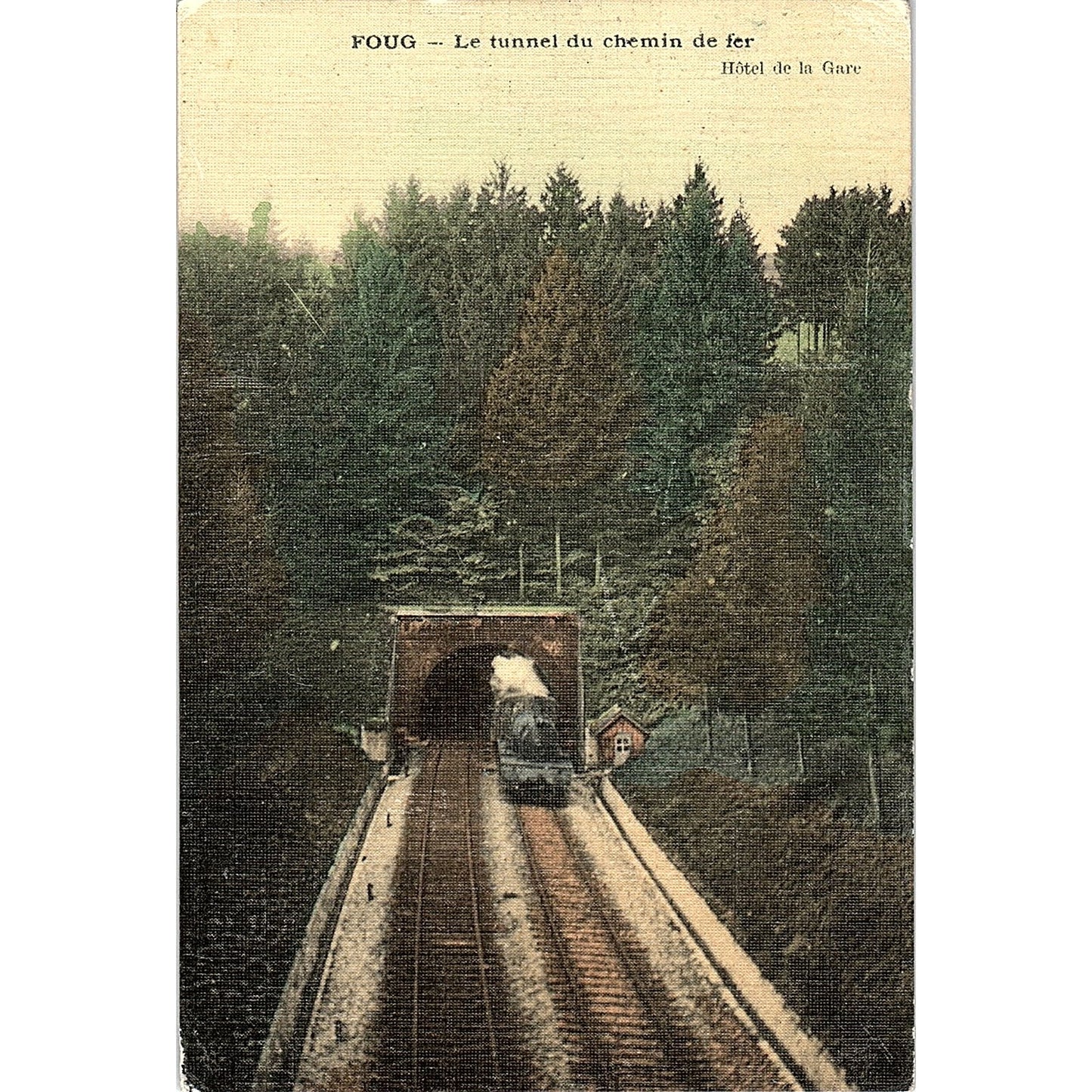 Foug Le Tunnel Du Chemin De Fer Hotel De La Gare French Antique Postcard PE11