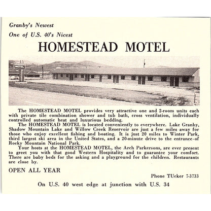 Homestead Motel Granby CO 1958 Ad AG1-H5