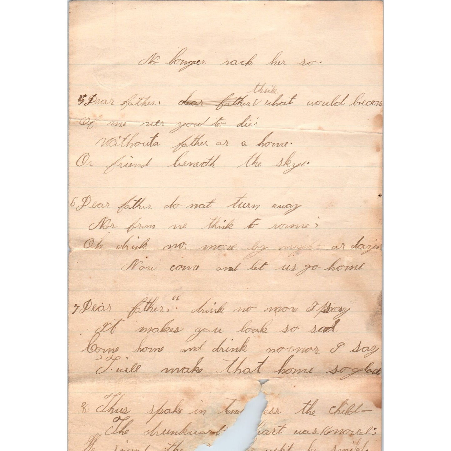 1870s Handwritten Poem - The Child's Plea Ida B. Leman Soudersburg PA D21