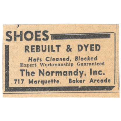 The Normandy Inc Shoes Repair 1935 Minneapolis Journal Advertisement AE7-H3