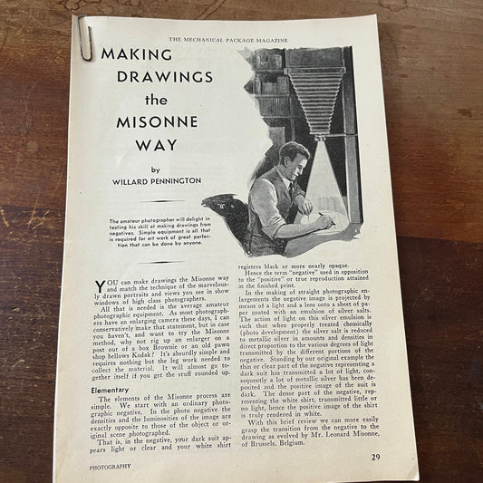 Making Drawings the Misonne Way - Willard Pennington 2 Pages 1931 Article AG1-13
