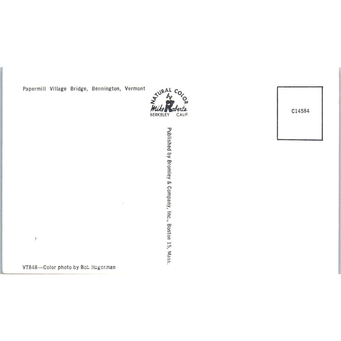 Papermill Village Bridge Bennington Vermont Covered Bridge Postcard PC5