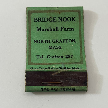 Bridge Nook Marshall Farm North Grafton MA Vintage Matchbook Cover TB8-MB-8