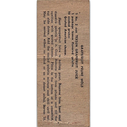 Texsun Grapefruit Juice Grapefruit Prune Mold Recipe Vtg Matchbook Cover SC7-Y2