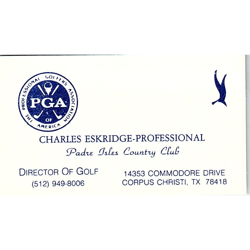 Charles Eskridge Padre Isles Country Club Corpus Christi Business Card SD9-B13