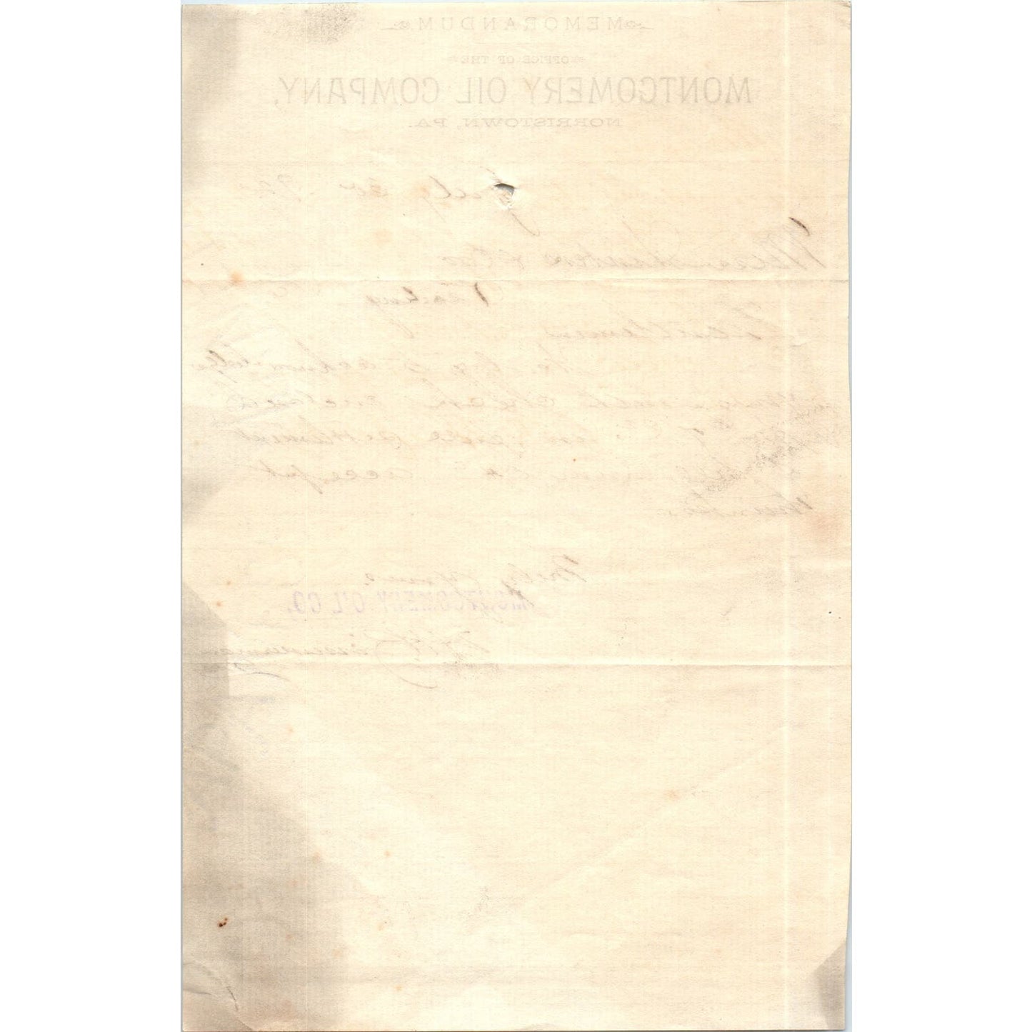 1892 Montgomery Oil Company Norristown PA Original Billhead Receipt AE7