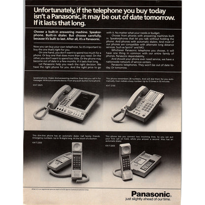 Panasonic Telephones KX-T-2425 KX-T-2203 KX-T-3203 KX-T-2130 1984 Ad AF8-5