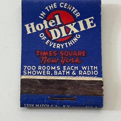 Hotel Dixie Times Square NY Vintage Matchbook Cover TB6-MB1-4