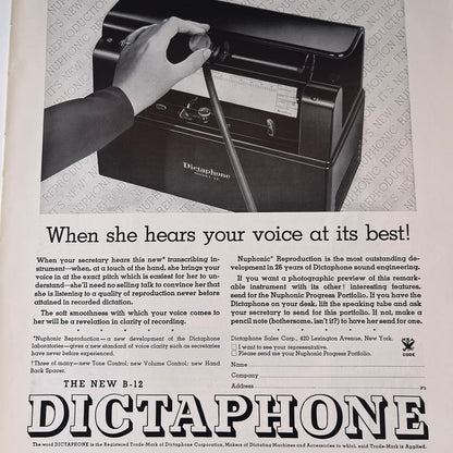 The New B-12 Dictaphone Dictaphone Sales Corp NY 1935 Ad V1-4