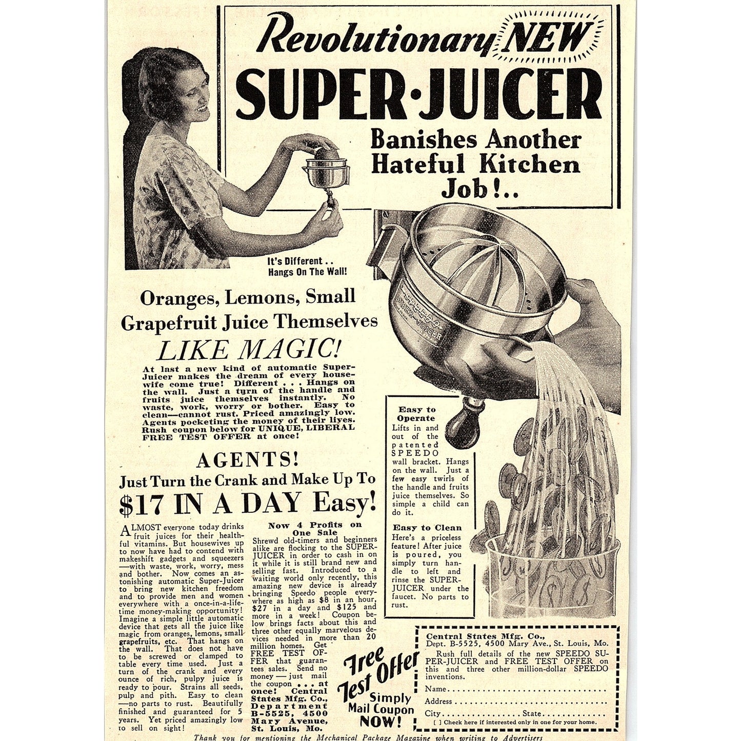 Speedo Super-Juicer Central States Mfg Co St. Louis MO 1931 Ad AG1-14
