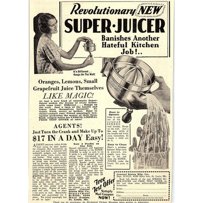 Speedo Super-Juicer Central States Mfg Co St. Louis MO 1931 Ad AG1-14