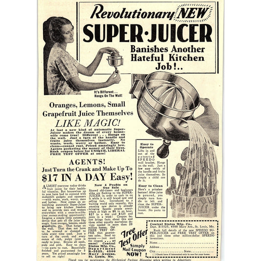 Speedo Super-Juicer Central States Mfg Co St. Louis MO 1931 Ad AG1-14