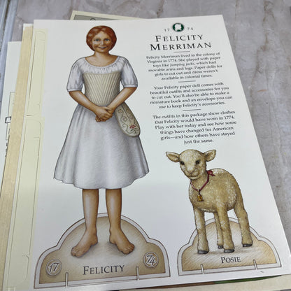 The American Girls Felicity Paper Dolls w/ Lamb Posie 10 outfits uncut TI8-S7