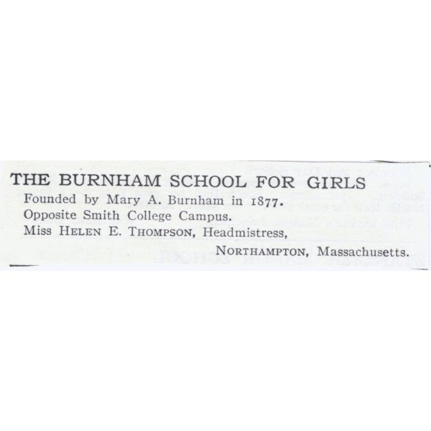Burnham Girls School Helen E. Thompson Northampton c1918 Advertisement AE5-SA3