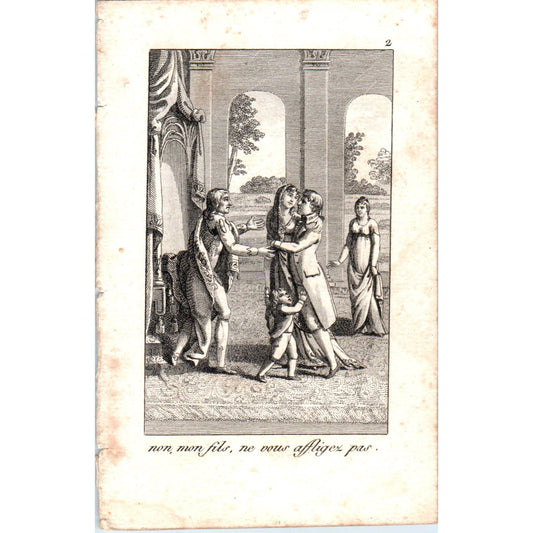 c1780 Original French Engraving Plate no, my son, do not grieve. AE5-FE