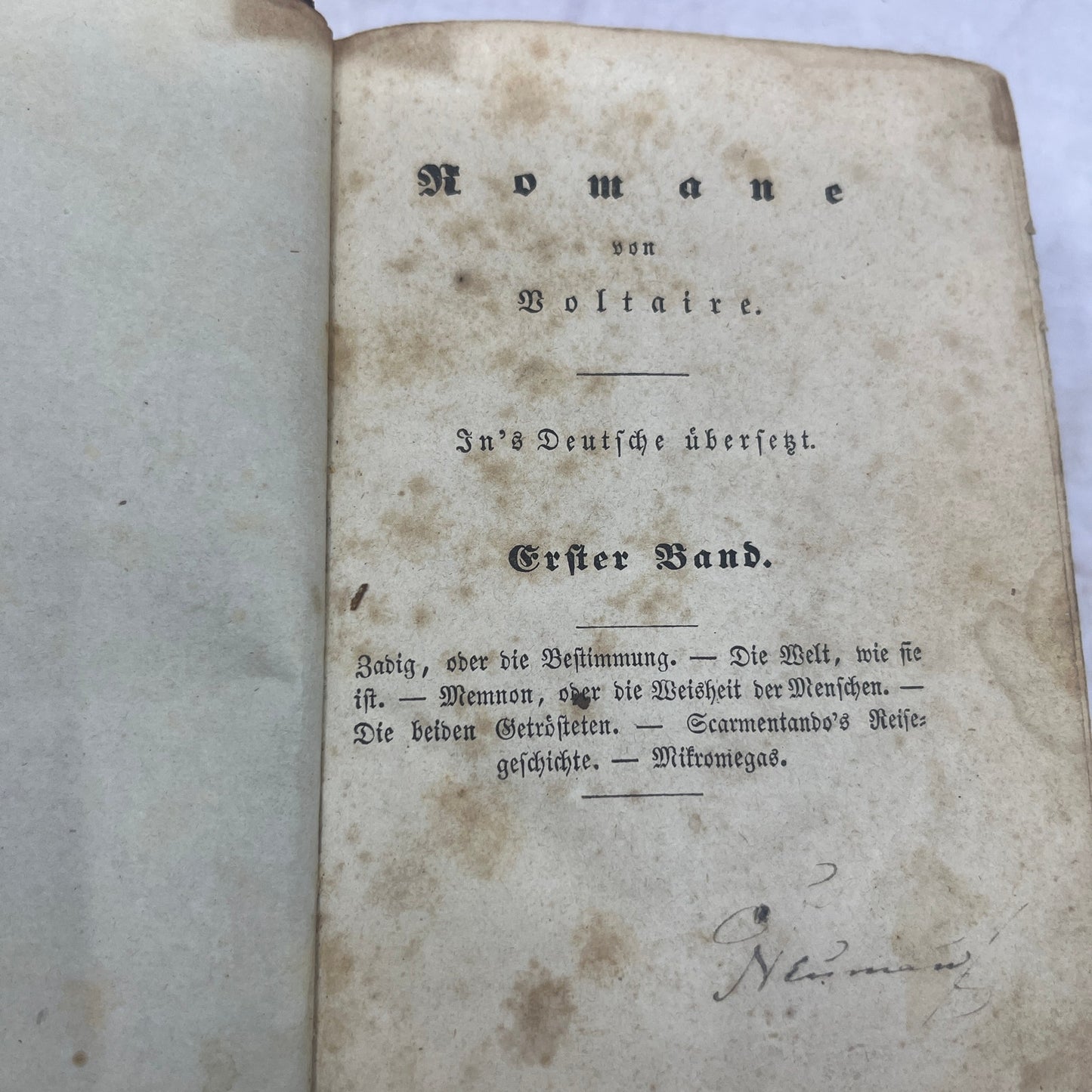 c1850 Romane Von Voltaire In's Deutsche übersät German Book TJ8-OB-1