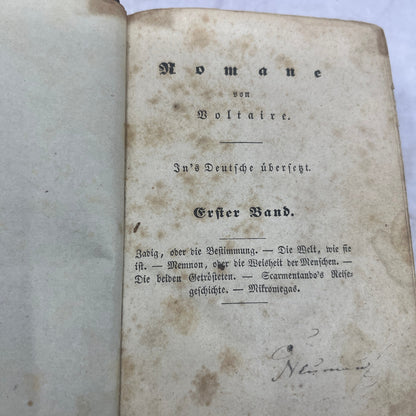 c1850 Romane Von Voltaire In's Deutsche übersät German Book TJ8-OB-1