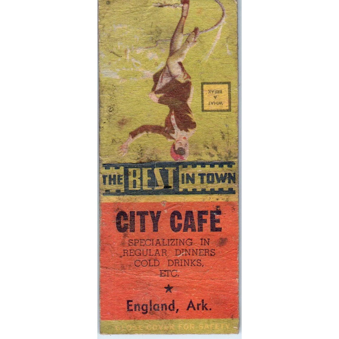 City Cafe England Arkansas Pinup Vintage Matchbook Cover SD2-Y10