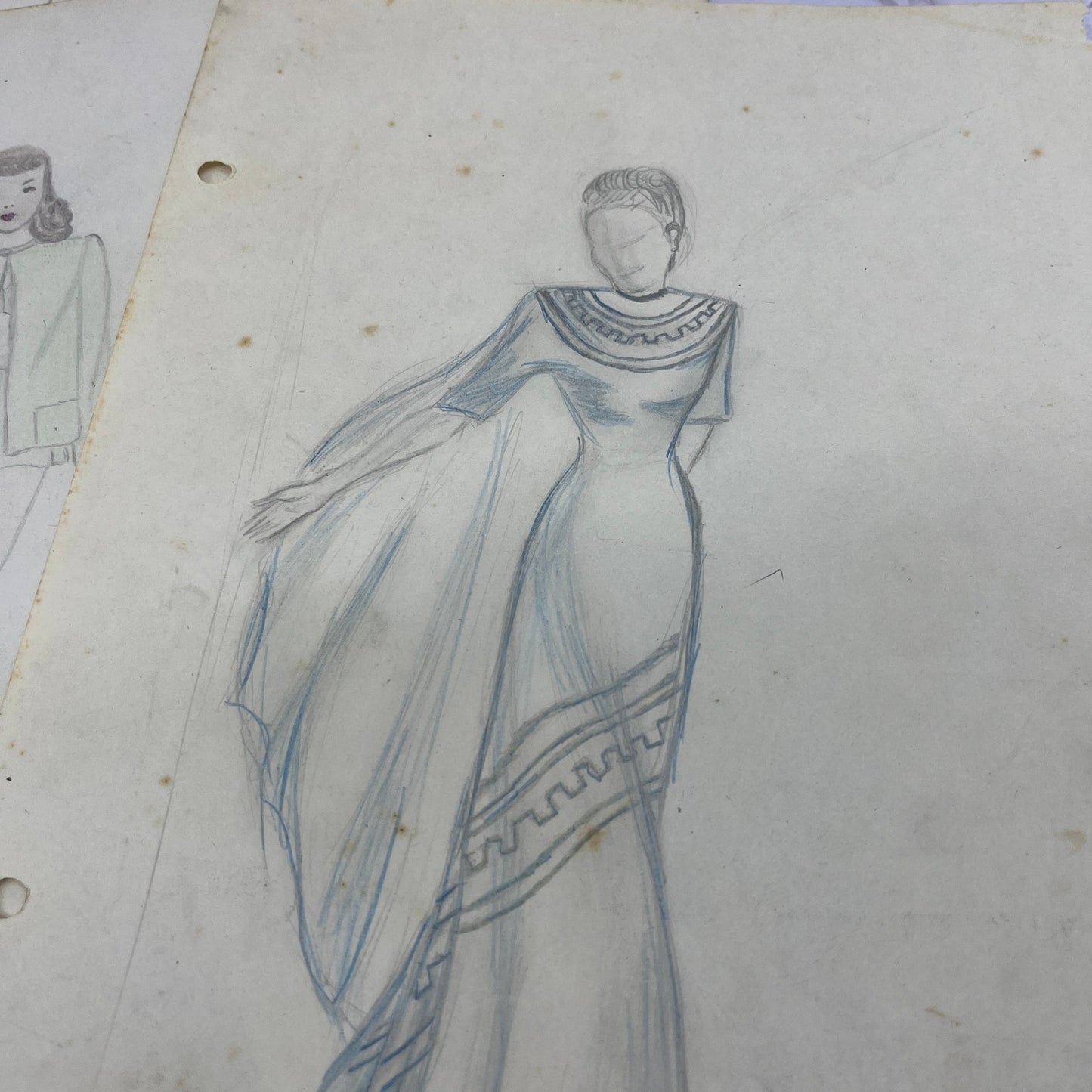 1940s Lot of 7 Art Student 7x10 Fashion Sketches & Studies Winifred Schutsky TC5