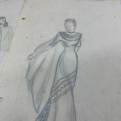 1940s Lot of 7 Art Student 7x10 Fashion Sketches & Studies Winifred Schutsky TC5